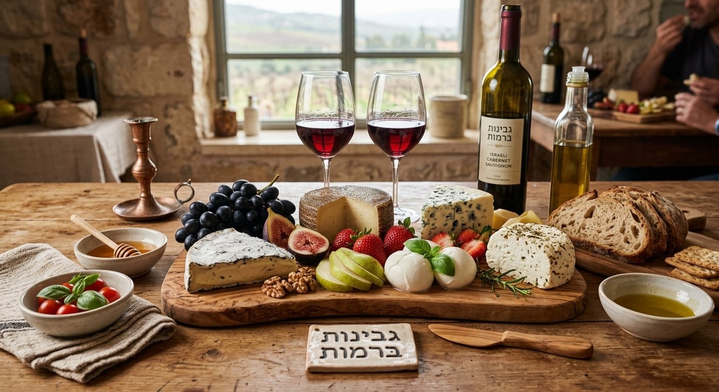 פלטת גבינות מעוצבת לאירוח - גבינות, יין ופירות
